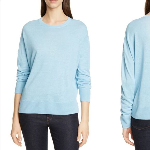 Nordstrom Signature Linen Blend Sweater Lt Blue M - Picture 1 of 6